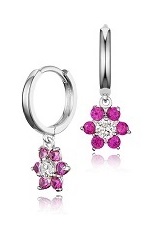 very nice silver red cubic zirconia baby birthstone earrings